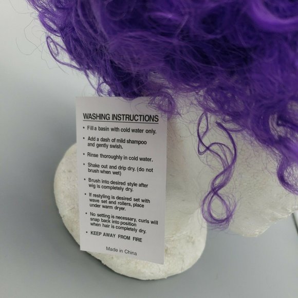 Purple Afro Curly Wig Party 70s 80s Disco Circus - Picture 2 of 3